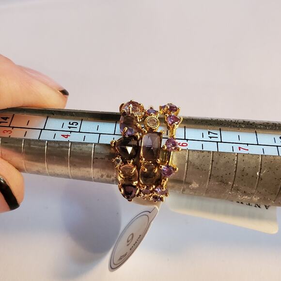 Anthropologie Stacked Birthstone Ring Set trio February Purple NWT Size 6 - Picture 6 of 11